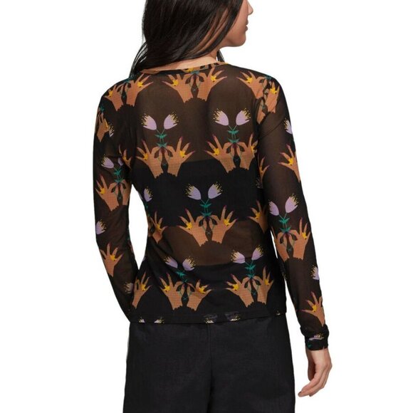 Adidas Originals Women's All Over Print AOP Floral Sheer Top Size Small - Picture 2 of 14